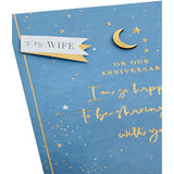 Starry gold foil embossed wife anniversary greeting card with elegant design from UK Greetings.
