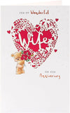 UK Greetings wife anniversary greeting card with a red heart design, perfect for celebrating love and special occasions.
