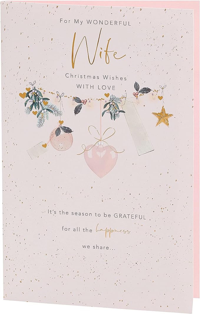 Elegant Christmas greeting card from UK Greetings featuring a festive bauble design and heartfelt message.
