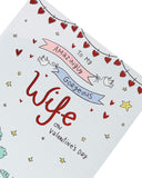 UK Greetings wife Valentine’s Day greeting card with sweet design and envelope, featuring romantic illustrations and cheerful message.