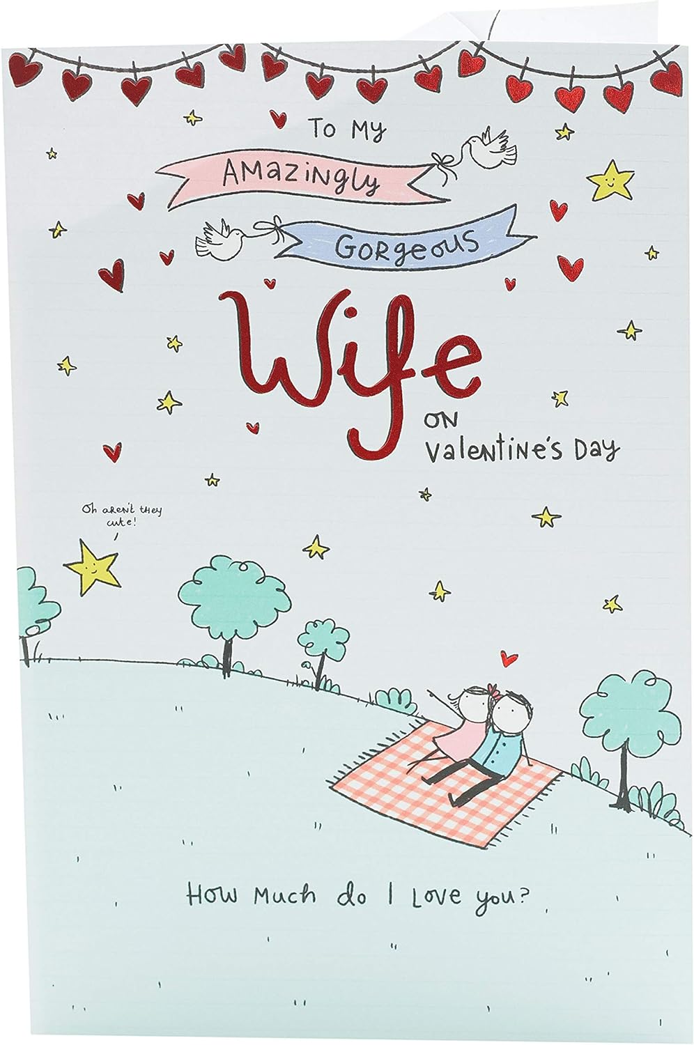 UK Greetings wife Valentine's Day greeting card with sweet design and envelope, perfect for expressing love and affection.