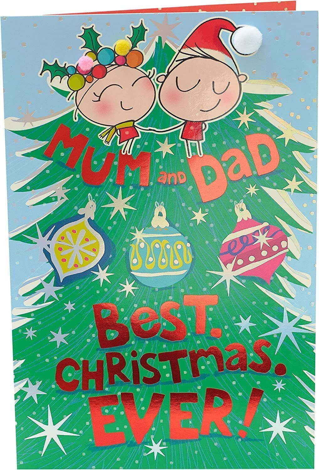 Wig Wam Mum and Dad Christmas greeting card by UK Greetings featuring festive holiday design and cheerful message.