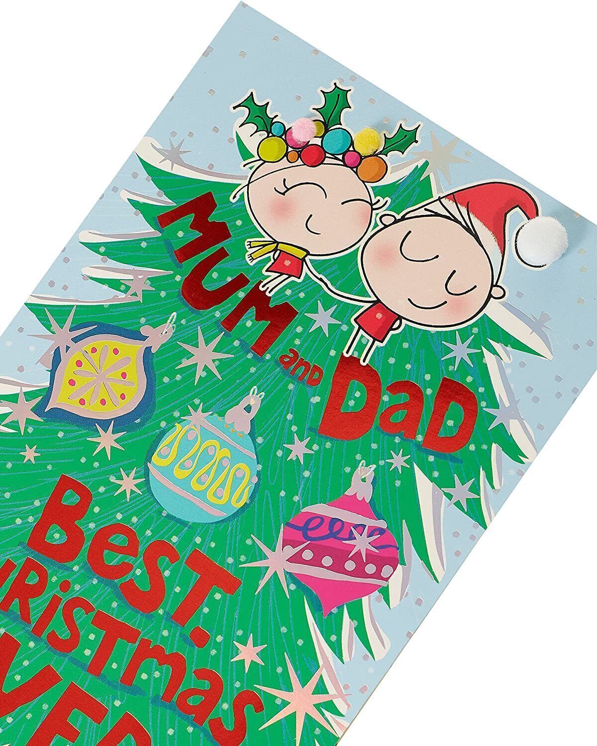 UK Greetings Wig Wam Mum and Dad Christmas Card featuring festive holiday design and cheerful Christmas imagery