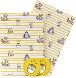 Winnie the Pooh greeting card with wrap and tags set from UK Greetings, featuring Pooh Bear and honey pot design.