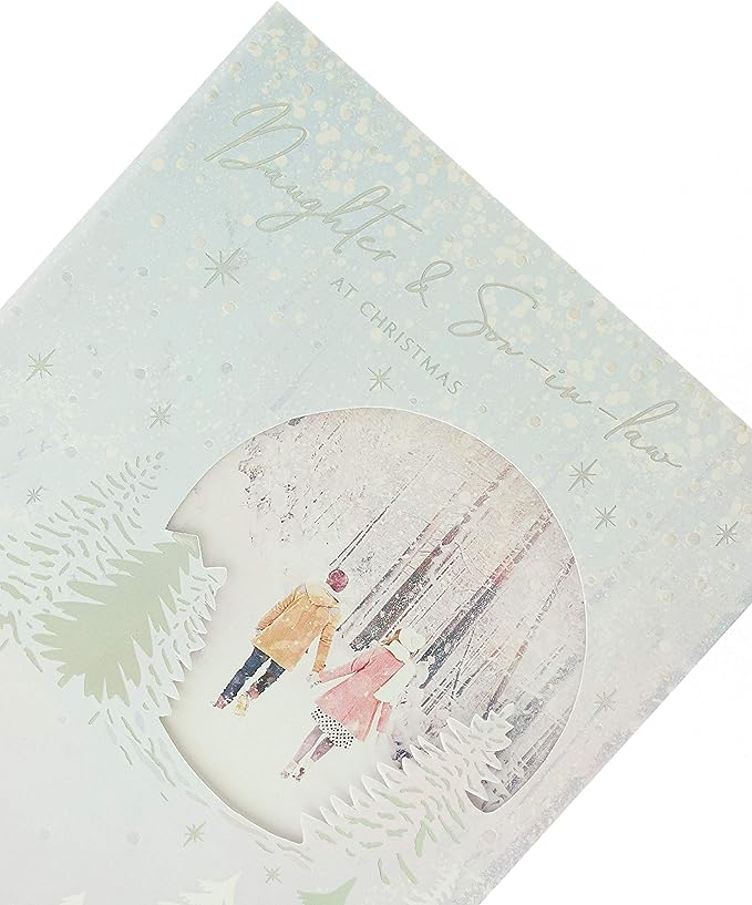 Winter Wonderland Christmas greeting card for daughter and son-in-law by UK Greetings, featuring festive holiday design and joyful imagery.