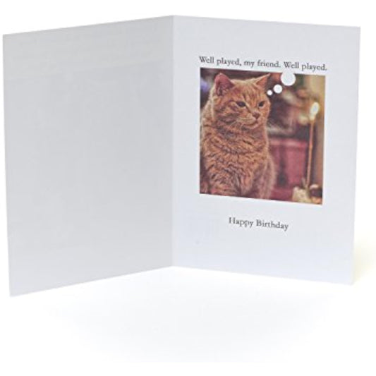 Zero gravity cat birthday greeting card featuring humorous feline illustration by UK Greetings