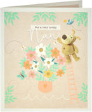 Cute Boofle on ladder birthday greeting card from UK Greetings, featuring a charming illustrated cartoon character.