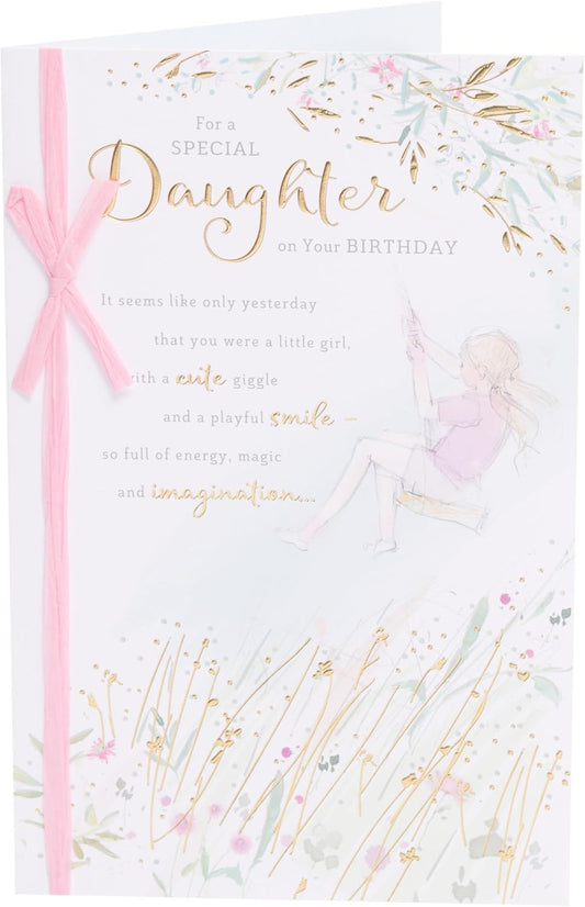 Lovely daughter birthday card with heartfelt design and envelope, perfect for girls and women, measuring 155 x 235 mm.