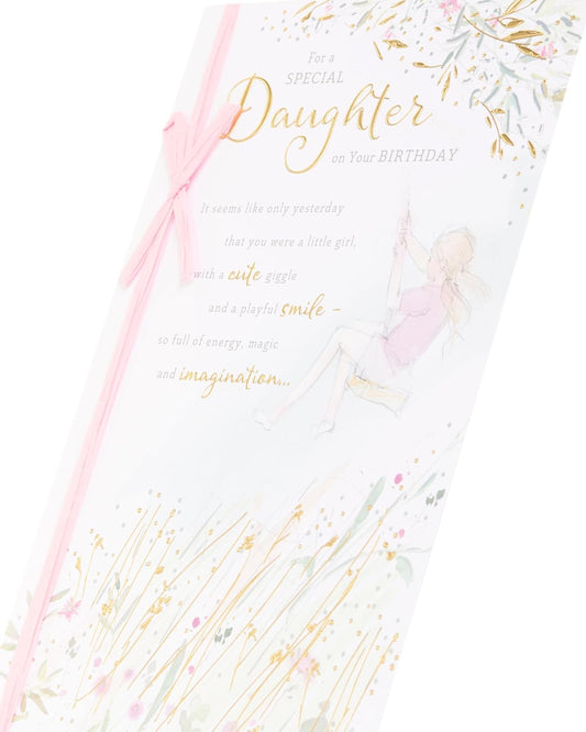 Lovely daughter birthday card with heartfelt design, includes envelope, measuring 155 x 235 mm, by UK Greetings.