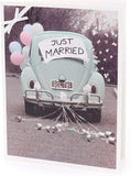 Contemporary wedding greeting card for couples, featuring a Just Married design with elegant photography and UK Greetings branding.