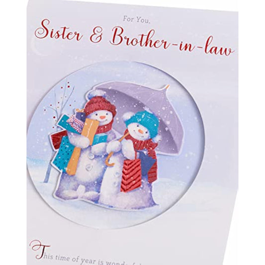 3D red foil Christmas greeting card for sister and brother-in-law by UKG, featuring festive holiday design and embossed details.