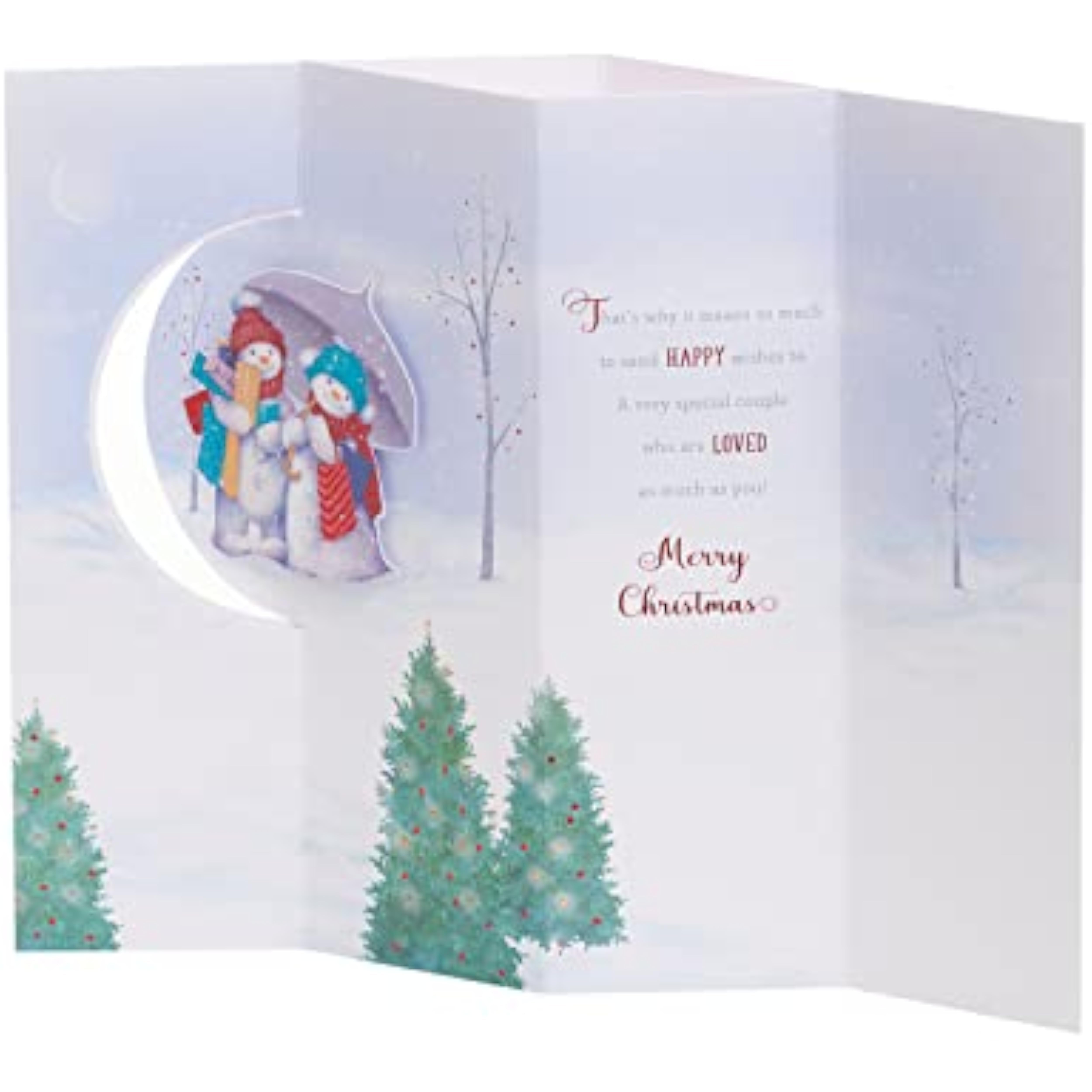 3D red foil Christmas greeting card for sister and brother-in-law by UKG, featuring festive holiday designs and embossed details.