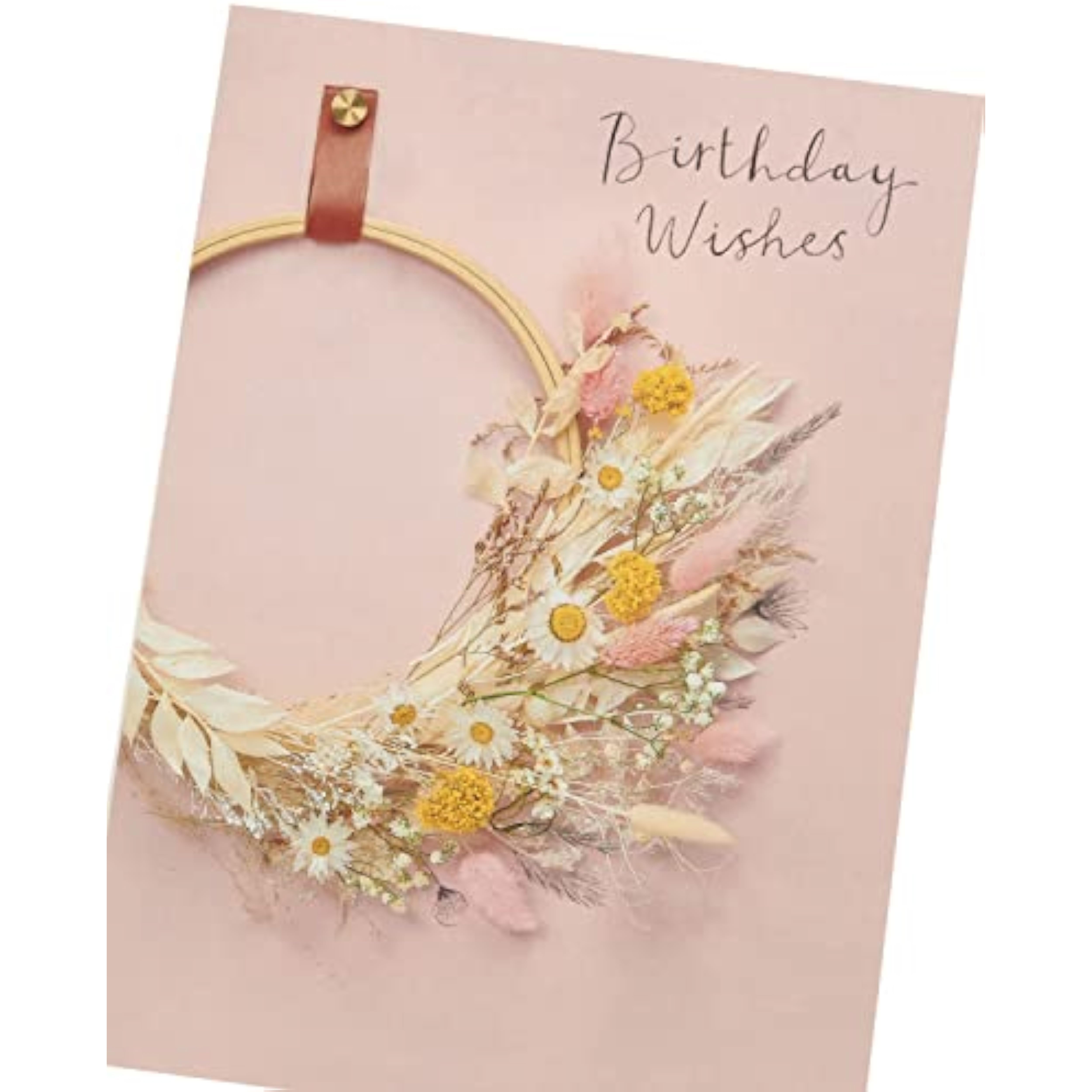 Elegant floral hoop birthday greeting card for her from UKG, featuring a delicate and stylish design.