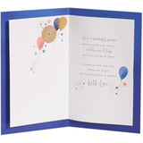 Sentimental birthday greeting card for son with gold foil design, featuring heartfelt message and vibrant decorative elements.