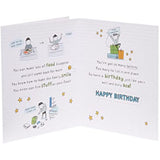 Sentimental UKG birthday greeting card for son with silver foil design, featuring heartfelt message and festive illustrations.