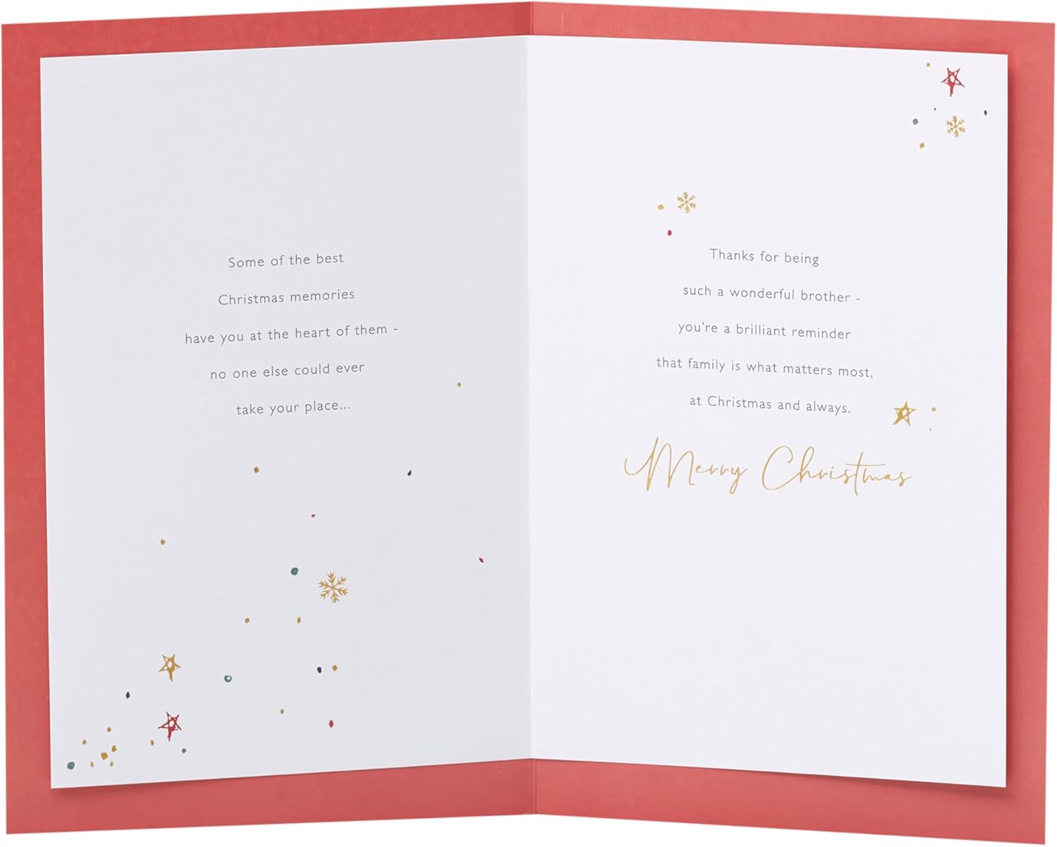 Brother Christmas greeting card with sentimental festive design, featuring holiday-themed artwork and heartfelt message from UKG.