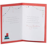 Christmas greeting card for Dad featuring a decorated fireplace and metallic foil design, from UKG.