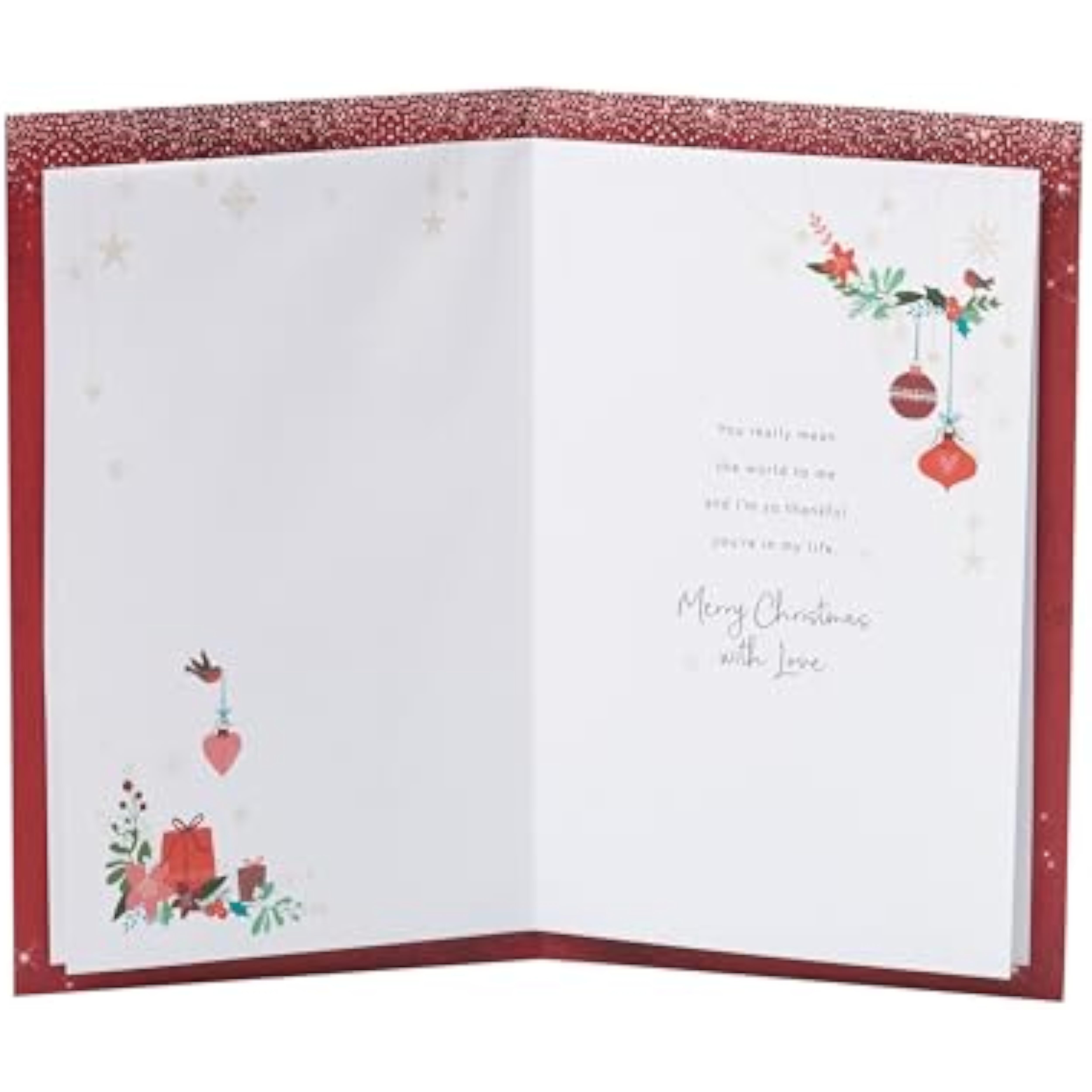 Gold foil heart romantic Christmas greeting card for her by UKG, featuring elegant festive design and heartfelt message.