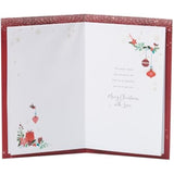 Gold foil heart romantic Christmas greeting card for her by UKG, featuring elegant festive design and heartfelt message.