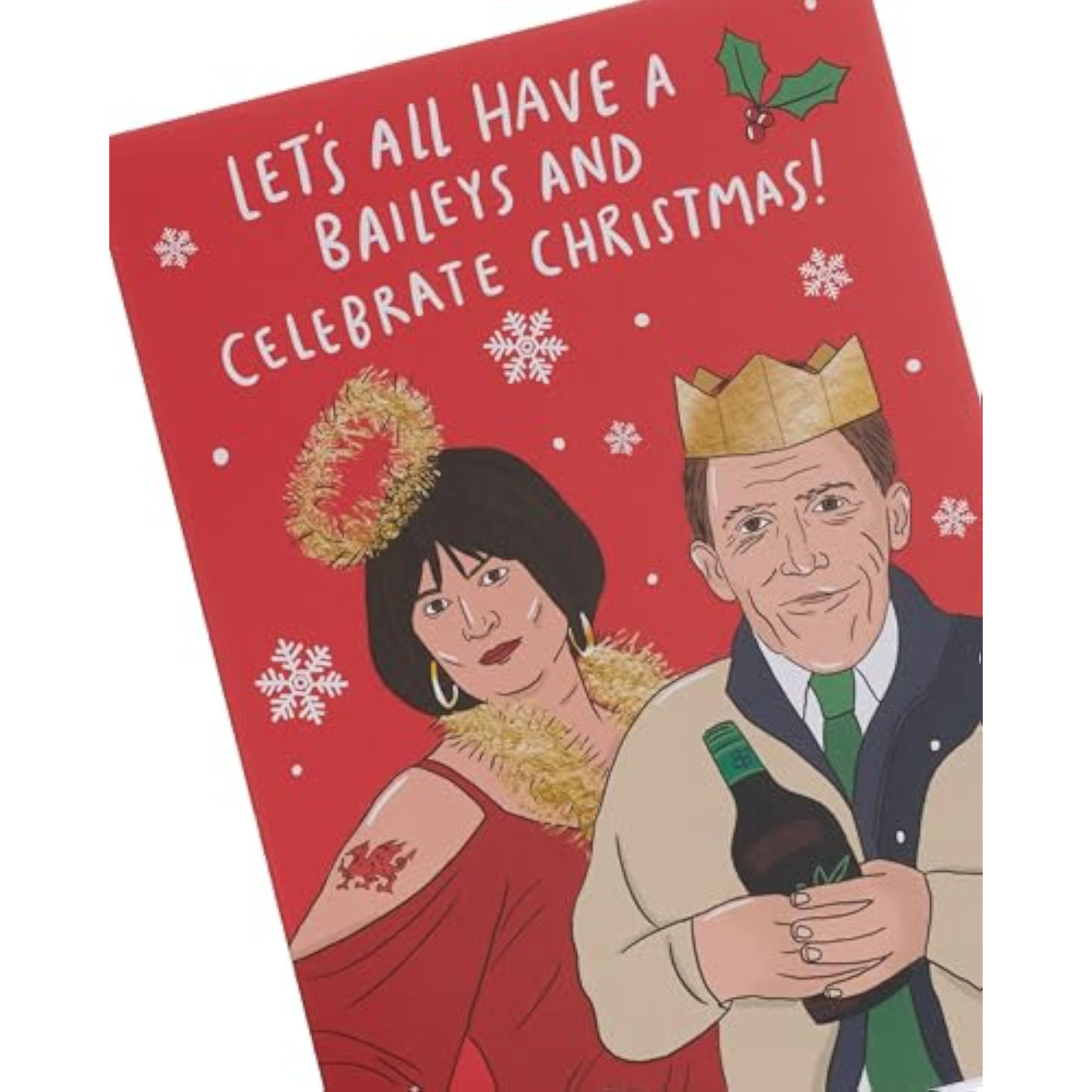 Christmas greeting card for him, her, or friend featuring Nessa and Bryn design by UKG, with festive holiday imagery.