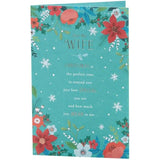 Elegant UKG Christmas greeting card for wife featuring a heartfelt foil heart design and festive holiday imagery.