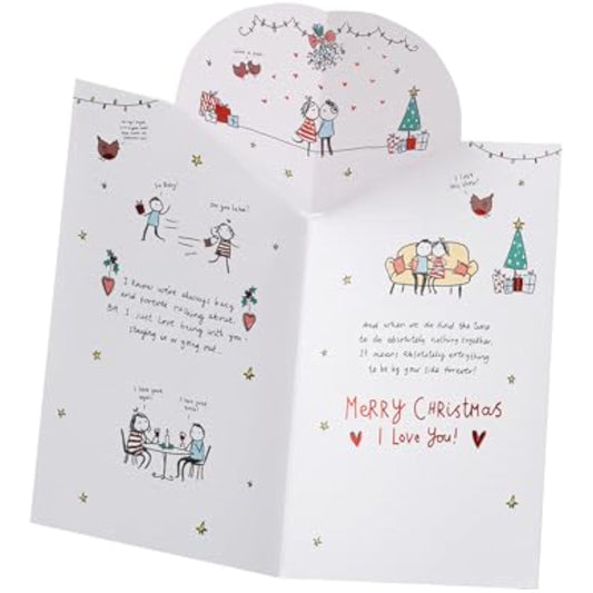 UKG Christmas greeting card for wife with sketch design, rhyming verse, and red foil accents, perfect for holiday wishes.