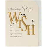 UKG greeting card for christening with gold accents and warm wishes, featuring a cute and elegant design for special occasions.