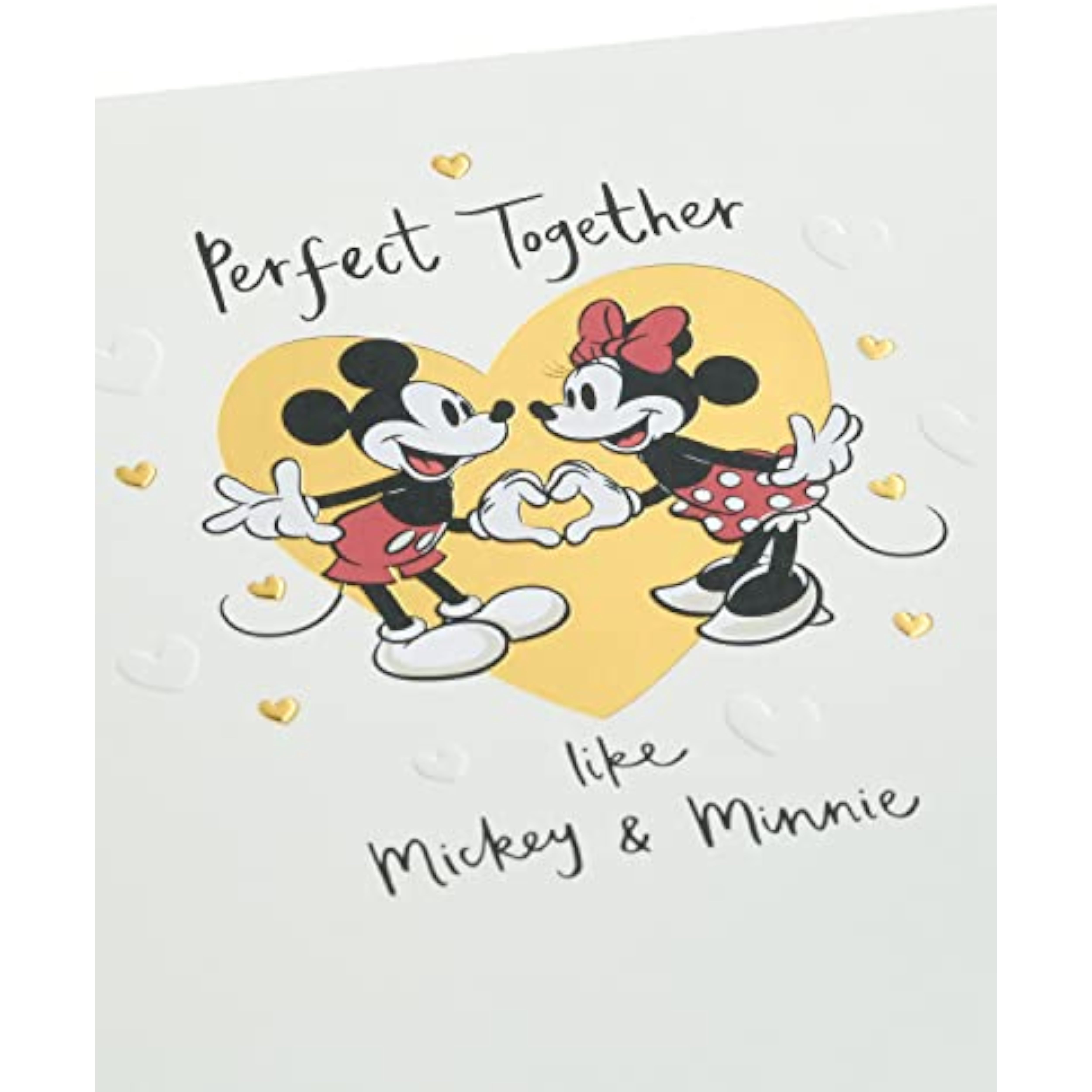 Disney Anniversary greeting card featuring Mickey and Minnie with gold foil accents, celebrating love and special moments.