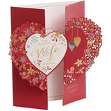 Elegant floral love heart Christmas greeting card for wife by UKG, featuring heartfelt floral design and festive holiday theme.