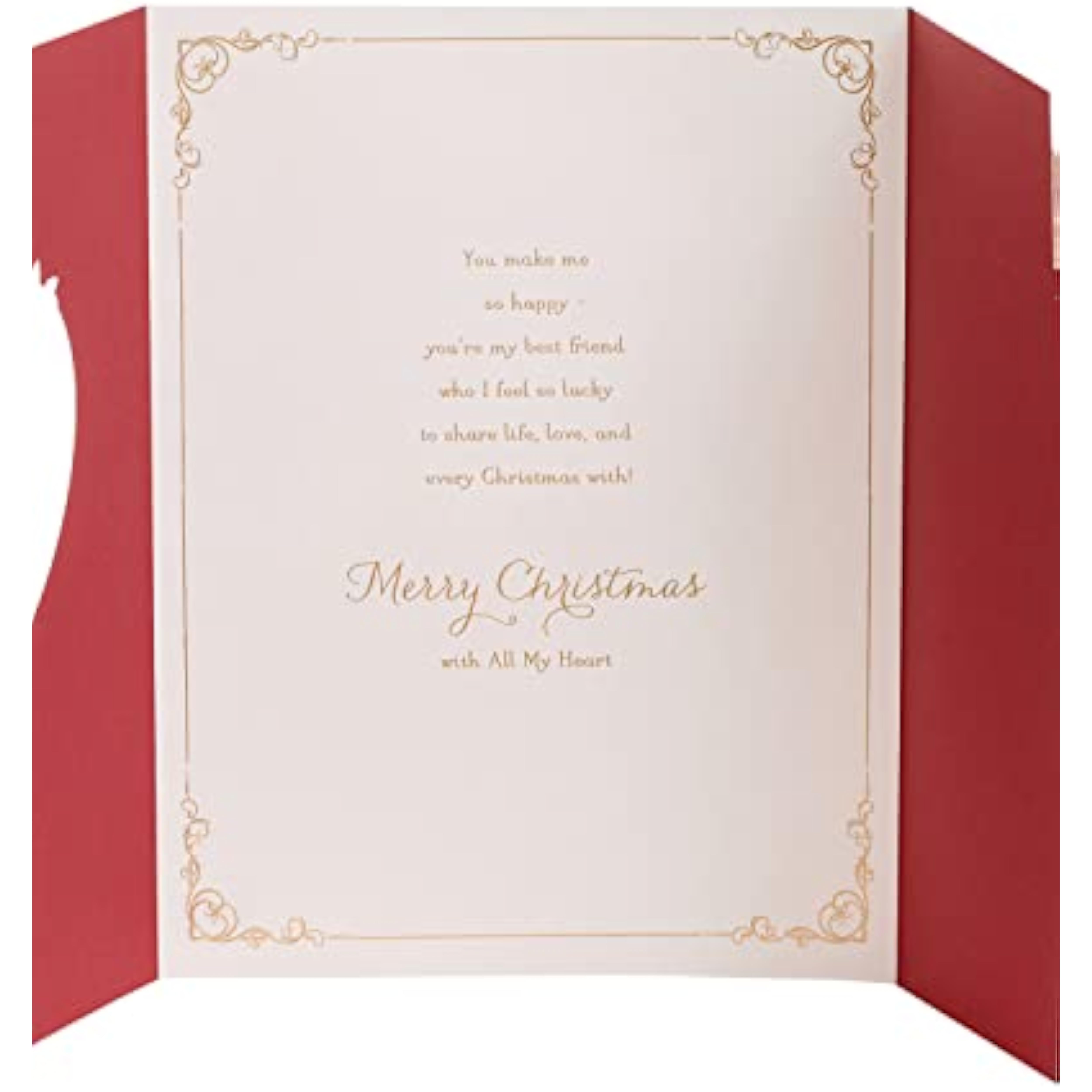 Elegant floral love heart Christmas card for wife by UKG, featuring heartfelt holiday design with festive floral accents.