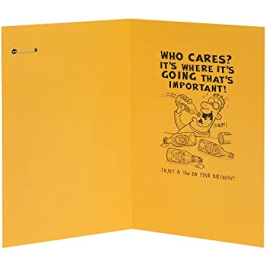 Funny birthday greeting card for him featuring a beer lover design with an envelope, by UKG.