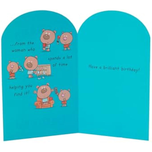Humorous husband birthday greeting card from UKG featuring a funny design and playful illustration on the front.
