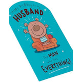 Humorous UKG husband birthday greeting card featuring a funny design, perfect for celebrating in a lighthearted way.