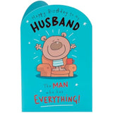 Humorous UKG husband birthday greeting card with funny design and cheerful illustration, perfect for celebrating his special day.