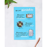 UKG funny nostalgic birthday greeting card for him with envelope, featuring humorous design and vibrant colors.