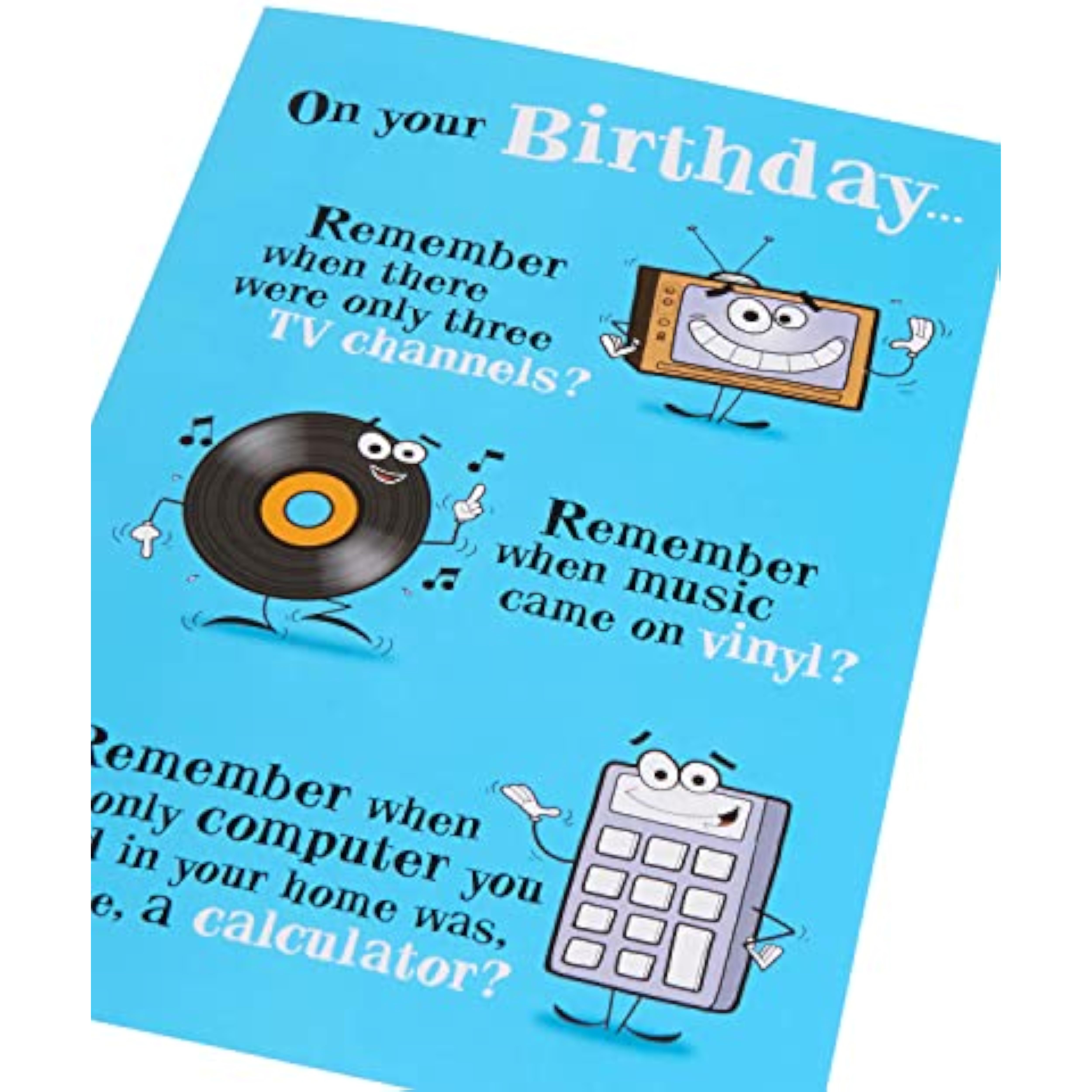 Funny nostalgic birthday greeting card for him with envelope by UKG, featuring retro design and humorous message.