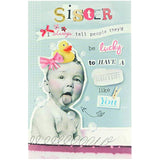 UKG funny sister birthday greeting card with cheeky humor and colorful design, perfect for celebrating sisters with laughter.