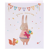 Cute rabbit birthday greeting card by UKG featuring gold foil accents and charming design for grandmothers.