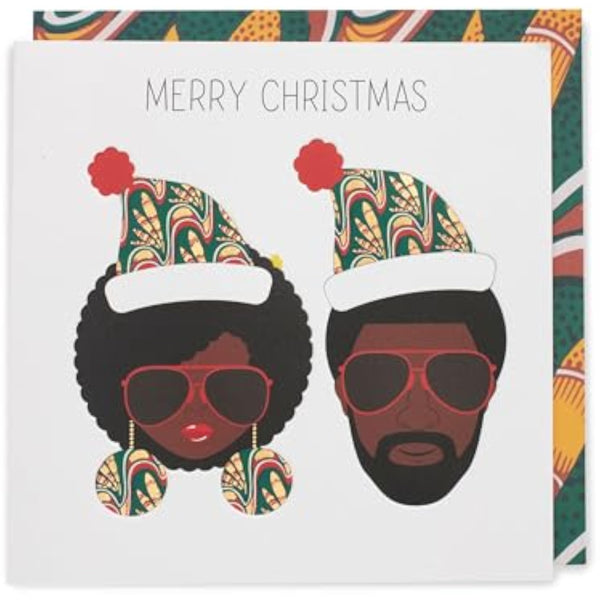 Festive UKG Merry Christmas greeting card featuring Afrotouch Kindred design with holiday-themed artwork and vibrant colors.