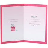 Pink Christmas greeting card for daughter featuring stockings and holiday design, by UKG, with warm holiday wishes.