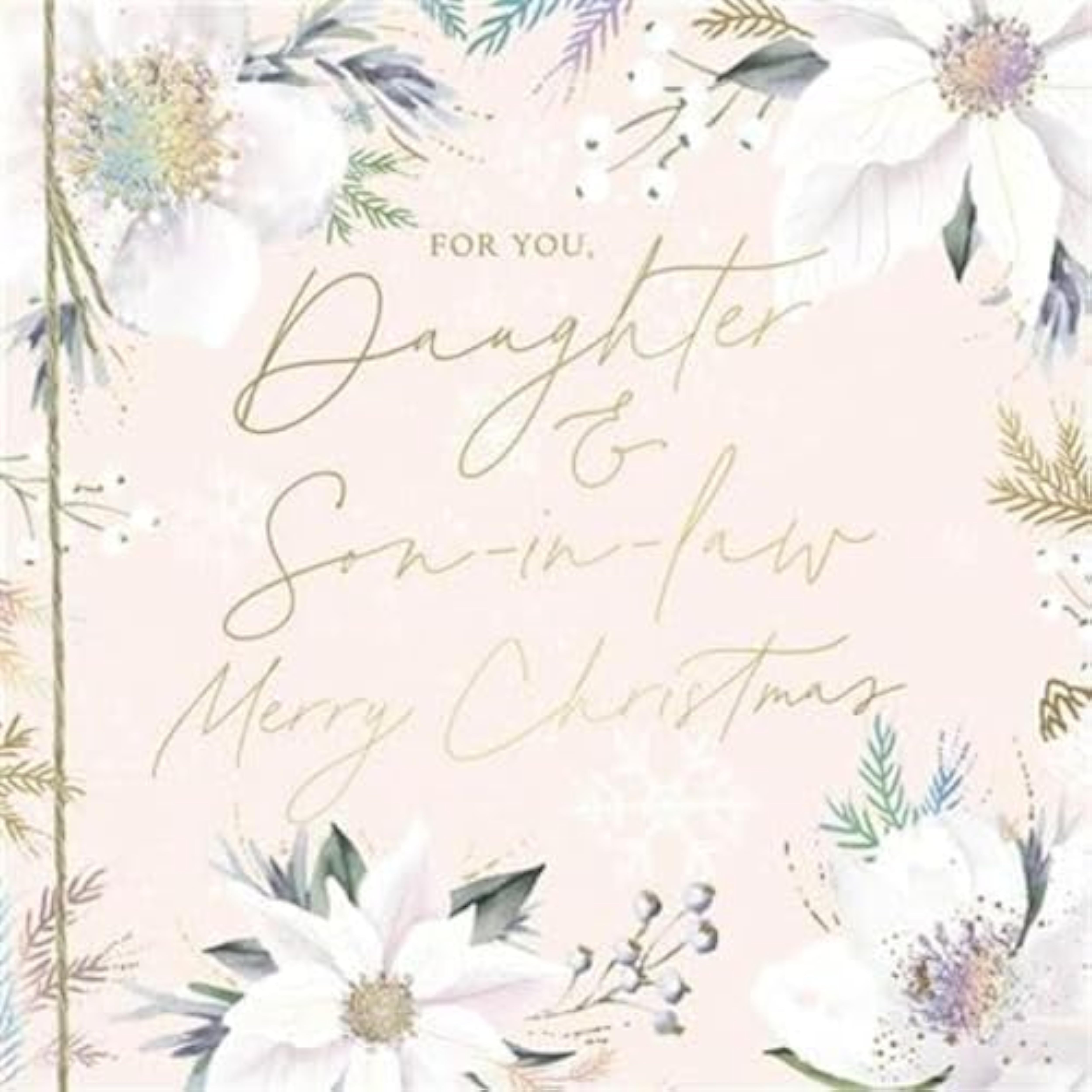 Elegant floral greeting card for daughter and son-in-law from UKG, perfect for Christmas wishes and holiday celebrations.
