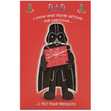 Star Wars Christmas greeting card for dad featuring Darth Vader design, UKG brand, with festive holiday illustration.