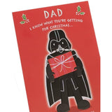 Star Wars Christmas greeting card for dad featuring Darth Vader design, UKG brand, with festive holiday imagery and logo.