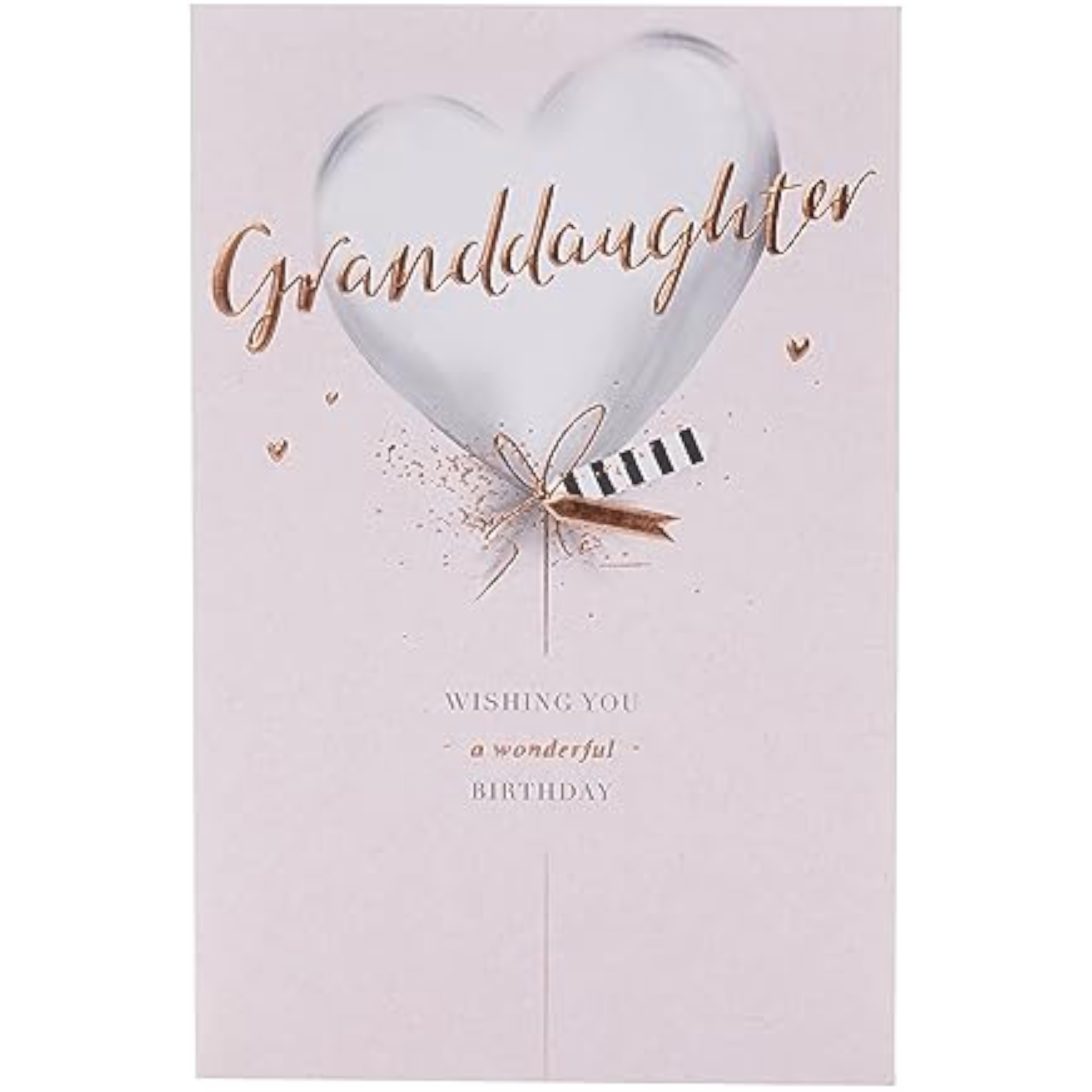 UKG birthday greeting card for granddaughter featuring a silver balloon design with colorful birthday illustrations.