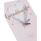 UKG birthday greeting card for granddaughter featuring a silver balloon design and colorful celebratory graphics.