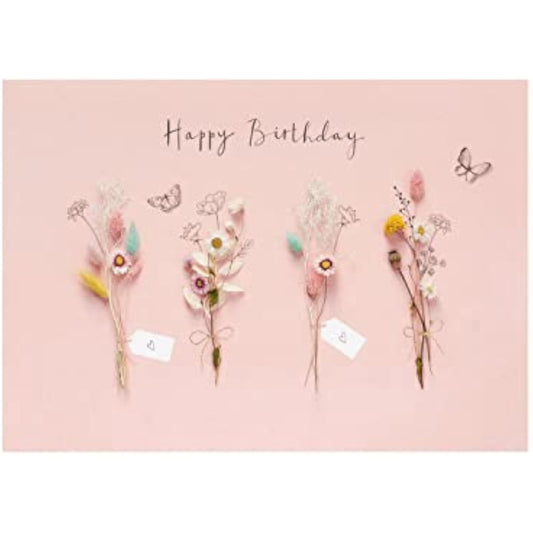 UKG birthday greeting card for her featuring dried flower design with envelope, perfect for friends and special occasions.