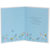 UKG birthday greeting card for her featuring a framed floral design and a matching envelope, perfect for celebrating a female friend.
