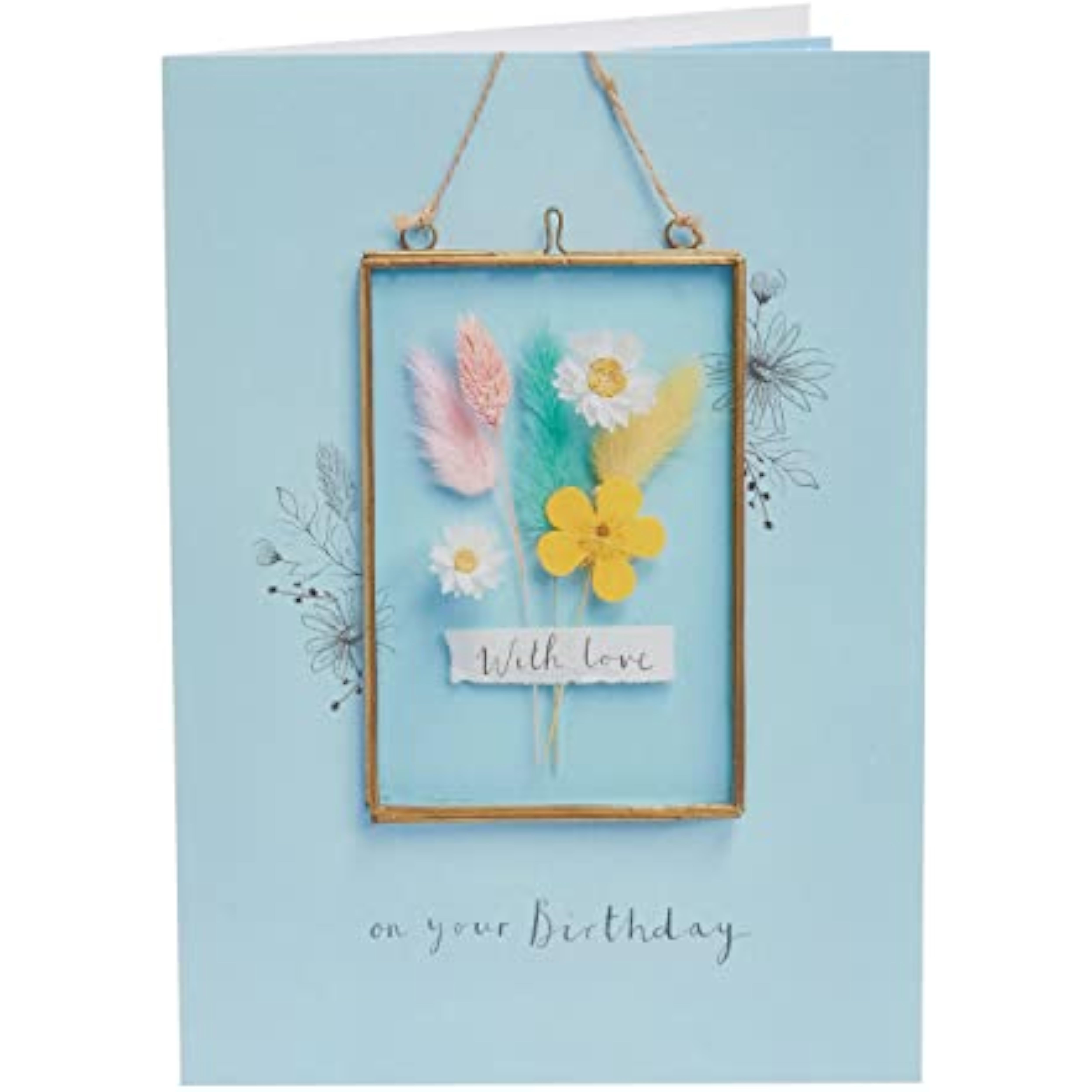 UKG birthday greeting card for her featuring a framed floral design with envelope, perfect for celebrating female friends.
