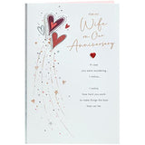 UKG wife anniversary greeting card with red hearts design and matching envelope, perfect for celebrating love and special occasions