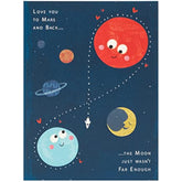 Valentines Day Card For Him/Her With Envelope - Cute Planets Design